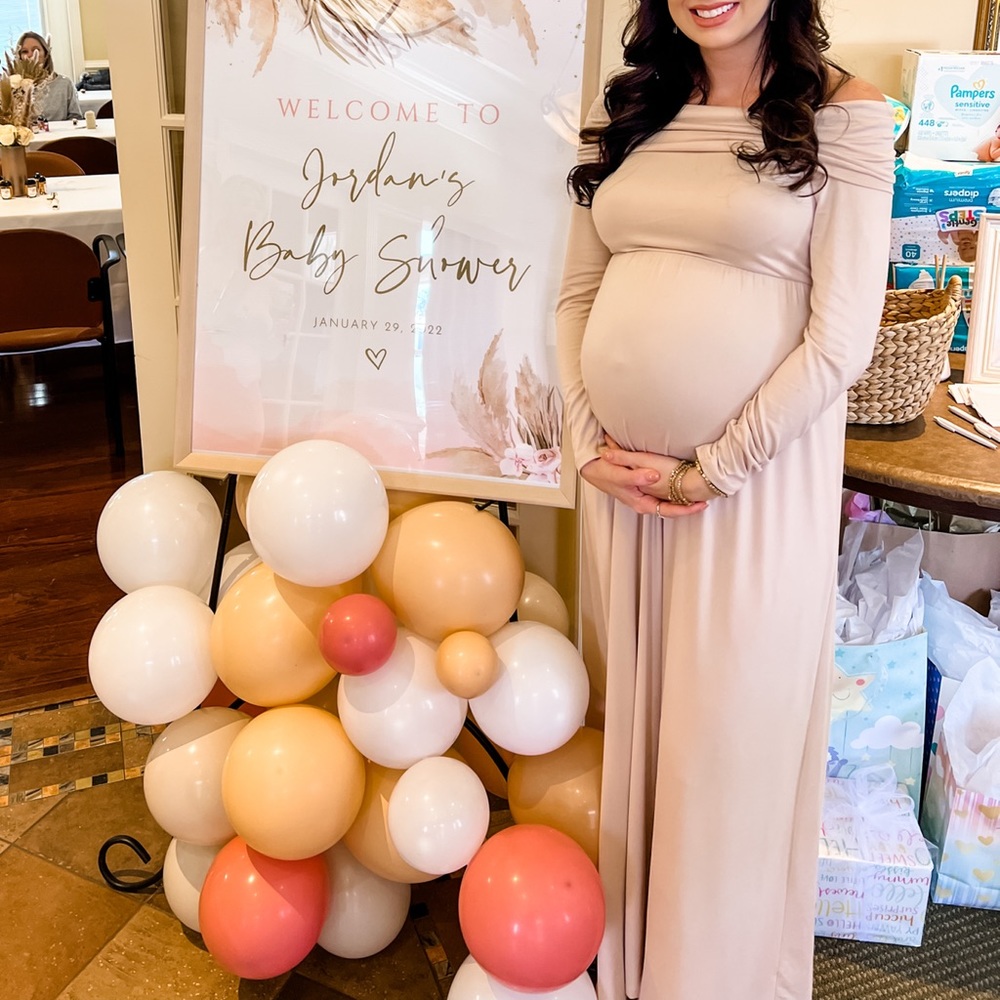Cowl Neck and Over The Shoulder Maternity Dress. Size S